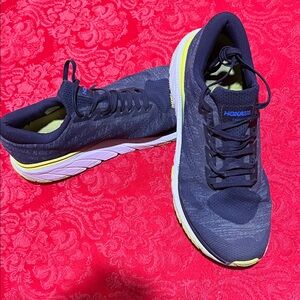 Hoka One One Navy and Yellow Sneakers